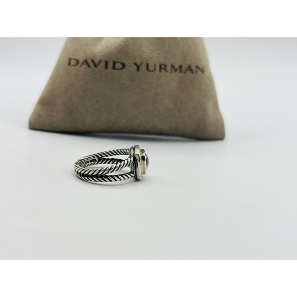 David Yurman Sterling Silver Morganite & Diamond Petite Albion Ring Size 6 - Picture 2 of 6